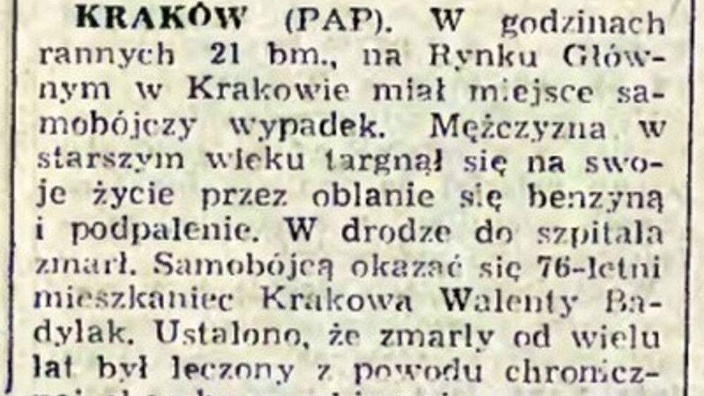 wycinek z Dziennika Polskiego z dnia 22 marca 1980 r.