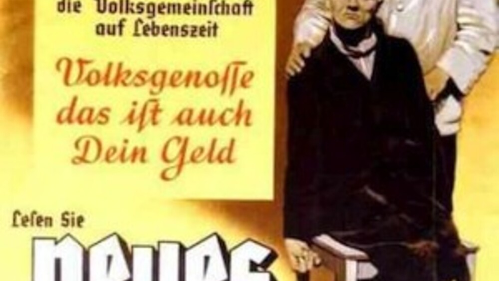 Plakat propagandowy wydany w 1938 r. przez Biuro Polityki Rasowej NSDAP z napisem: 60,000 marek kosztuje utrzymanie osoby chorej psychicznie podczas całego jej życia. Towarzyszu! To są także Twoje pieniądze