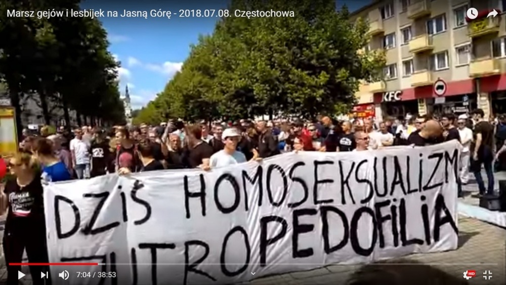 Marsz gejów i lesbijek na Jasną Górę - 2018.07.08. Częstochowa