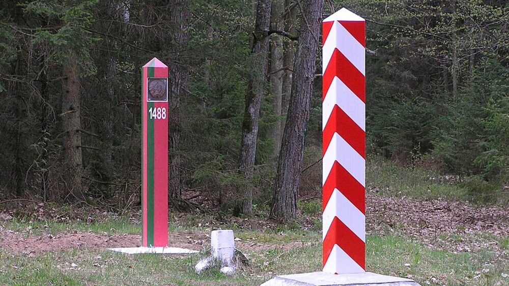 Granica polsko-białoruska w Białowieży, znak graniczny nr 1488