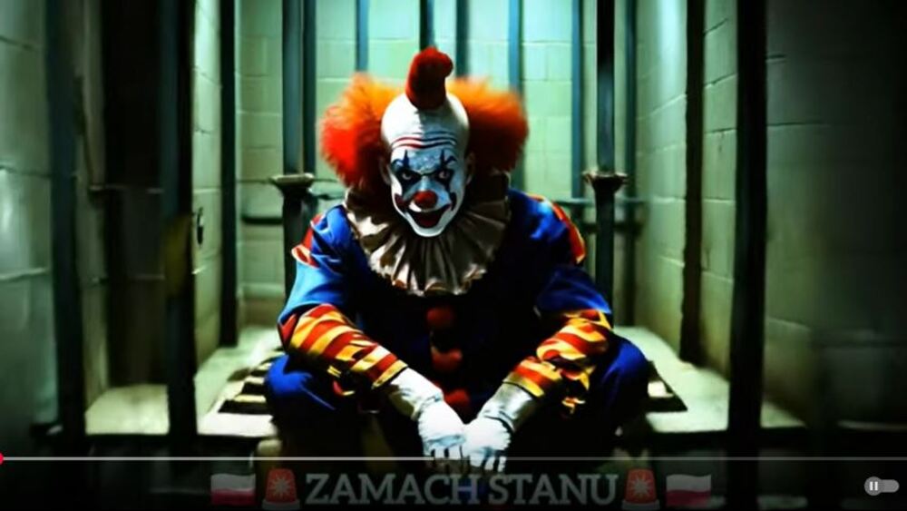 Donald Tusk przedstawiony jako clown