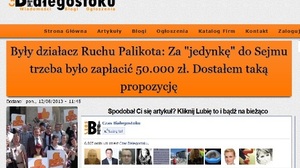 Czas Białegostoku ujawnia ile trzeba było płacić za pierwsze miejsce na liście Palikota