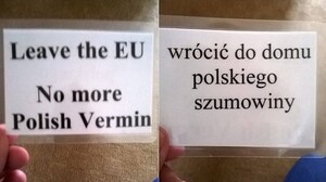 Plakaty o treści „Żadnych więcej polskich szumowin” zawisły przed brytyjskimi szkołami