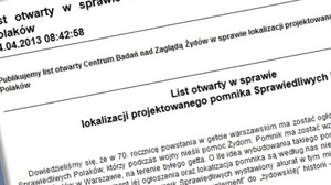 Centrum Badań nad Zagładą Żydów przeciw pomnikowi Sprawiedliwych Polaków