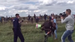 Podstawiła nogę uchodźcy uciekającemu przed policją i... wyleciała z pracy. Wszystko nagrała kamera [WIDEO]