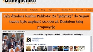 Czas Białegostoku ujawnia ile trzeba było płacić za pierwsze miejsce na liście Palikota