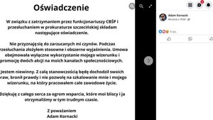 Adam Kornacki wydał oświadczenie