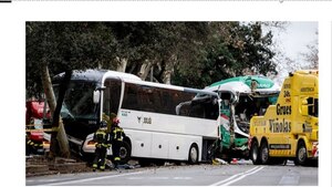 Tragedia w Barcelonie. Zderzyły się dwa autokary